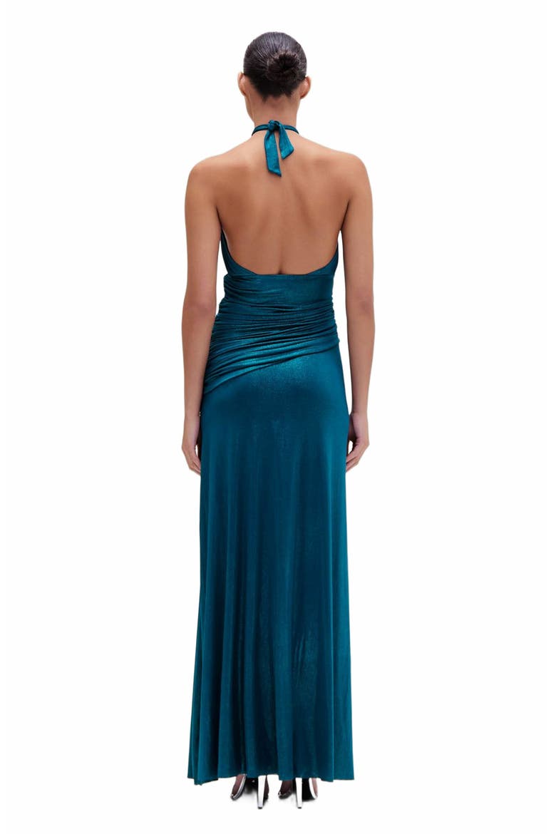 Metallic Jersey Halterneck Max, Alternate, color, EMERALD