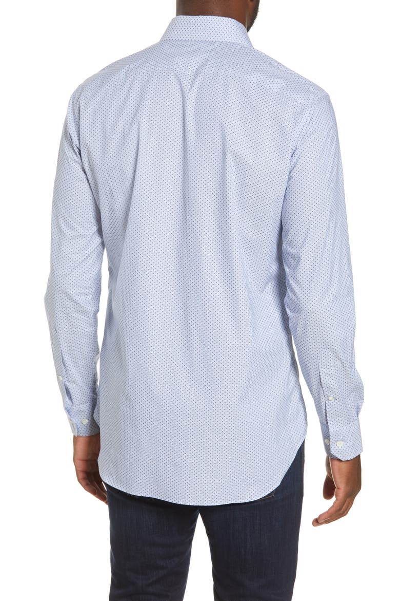Trim Fit Geo Print Stretch Cotton Dress Shirt, Alternate, color, POWELL SHY VIOLET