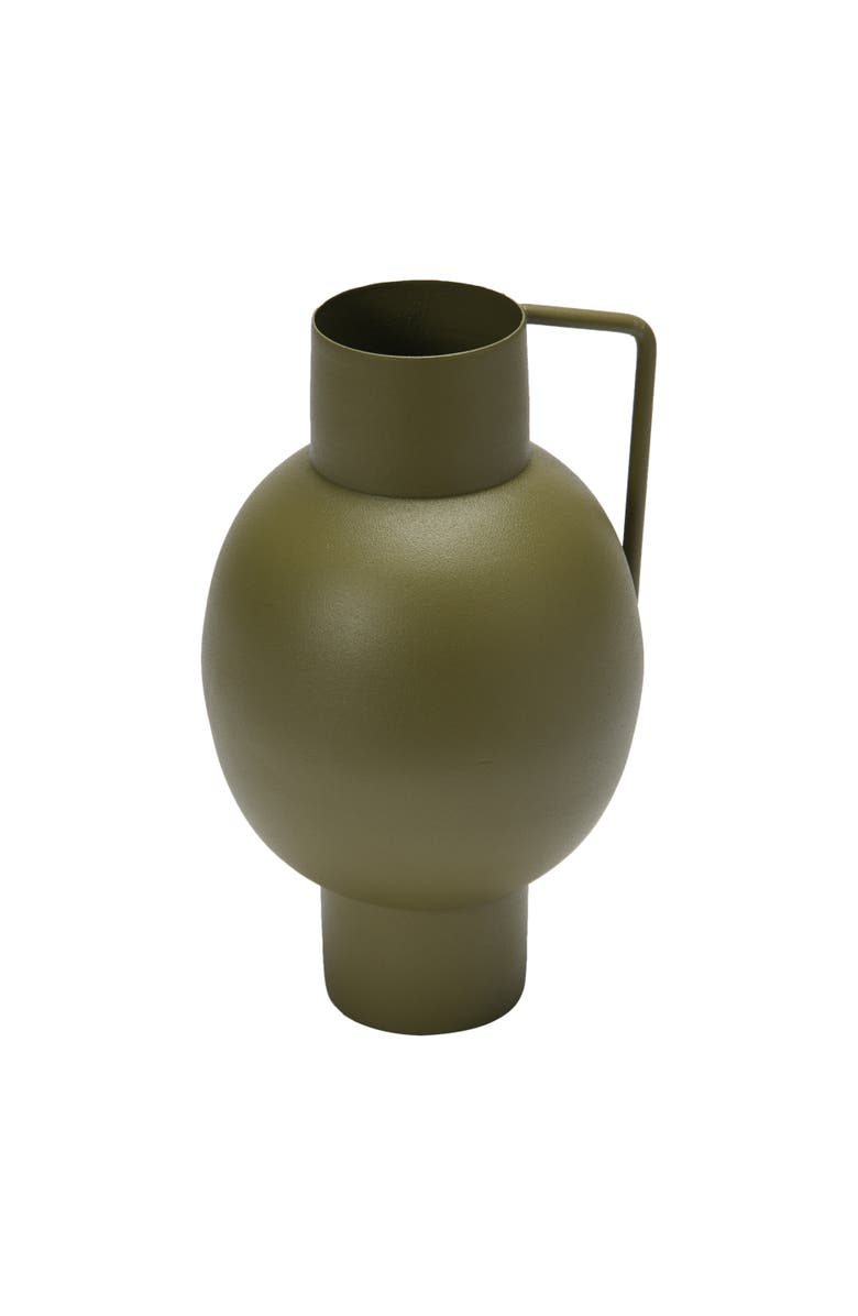 Storied Home Textured Metal Vase with Handle, Main, color, Celadon