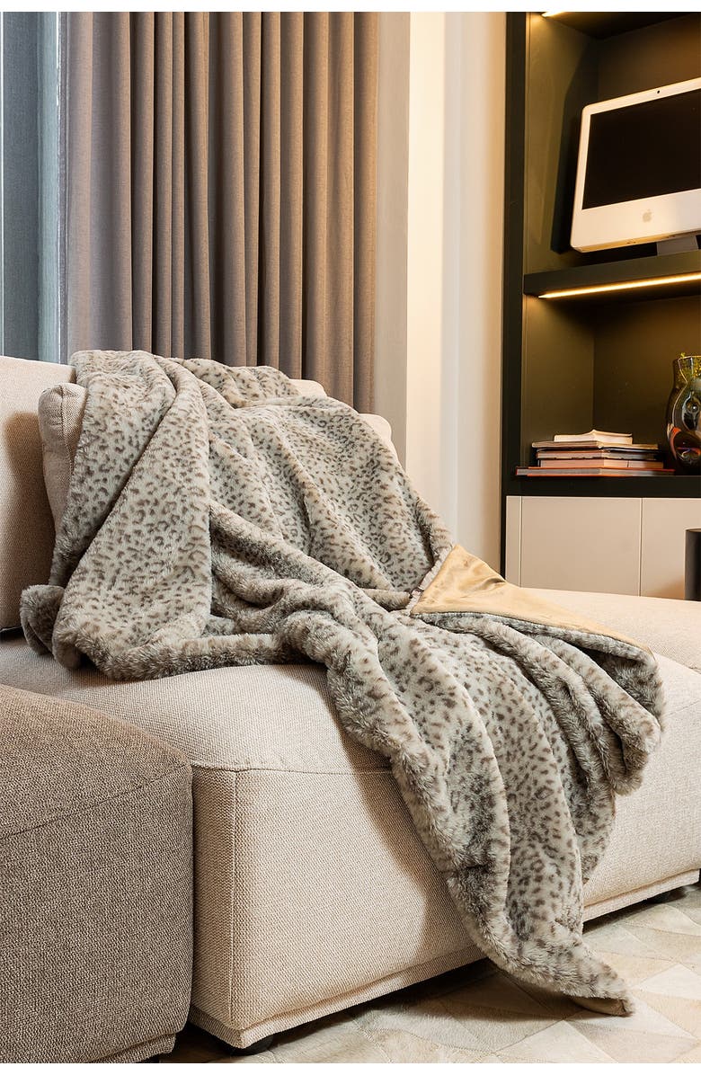 LUXE Faux Fur Throw - 50" x 60" - Lynx, Alternate, color, 