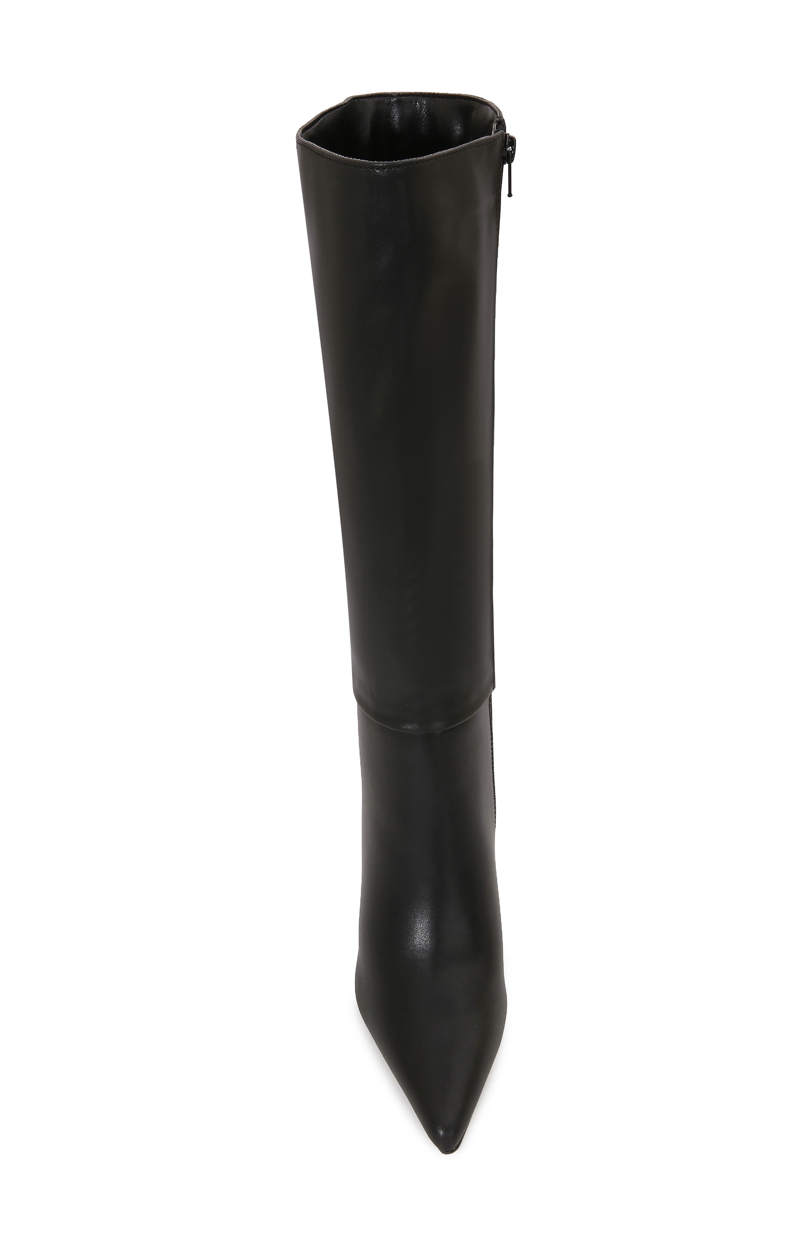 Breanna Block Heel Faux Leather Knee High Boot, Alternate, color, BLACK