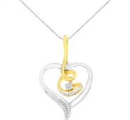 Haus of Brilliance 10K Gold Diamond-Accented Diamond Swirl Open Heart 18" Pendant Necklace