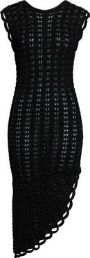 LOULOU DE SAISON Malena Asymmetric Pointelle Sweater Dress