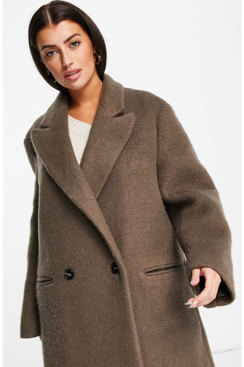 Brushed Oversize Coat, Alternate, color, BROWN