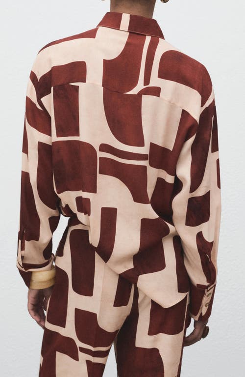 Mango Geo Print Button-up Shirt In Brown