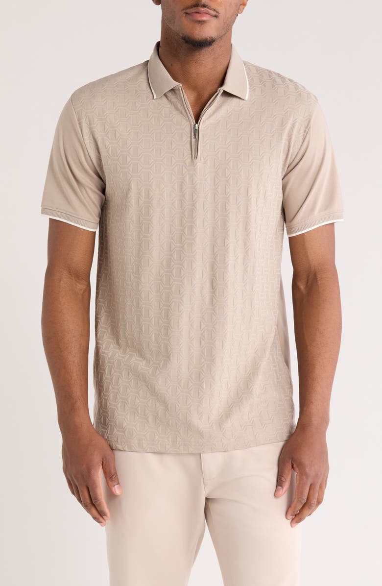 DENIM AND FLOWER Textured Zip Polo, Main, color,