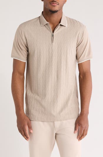 DENIM AND FLOWER Textured Zip Polo | Nordstromrack DENIM AND FLOWER Textured Zip Polo | Nordstromrack