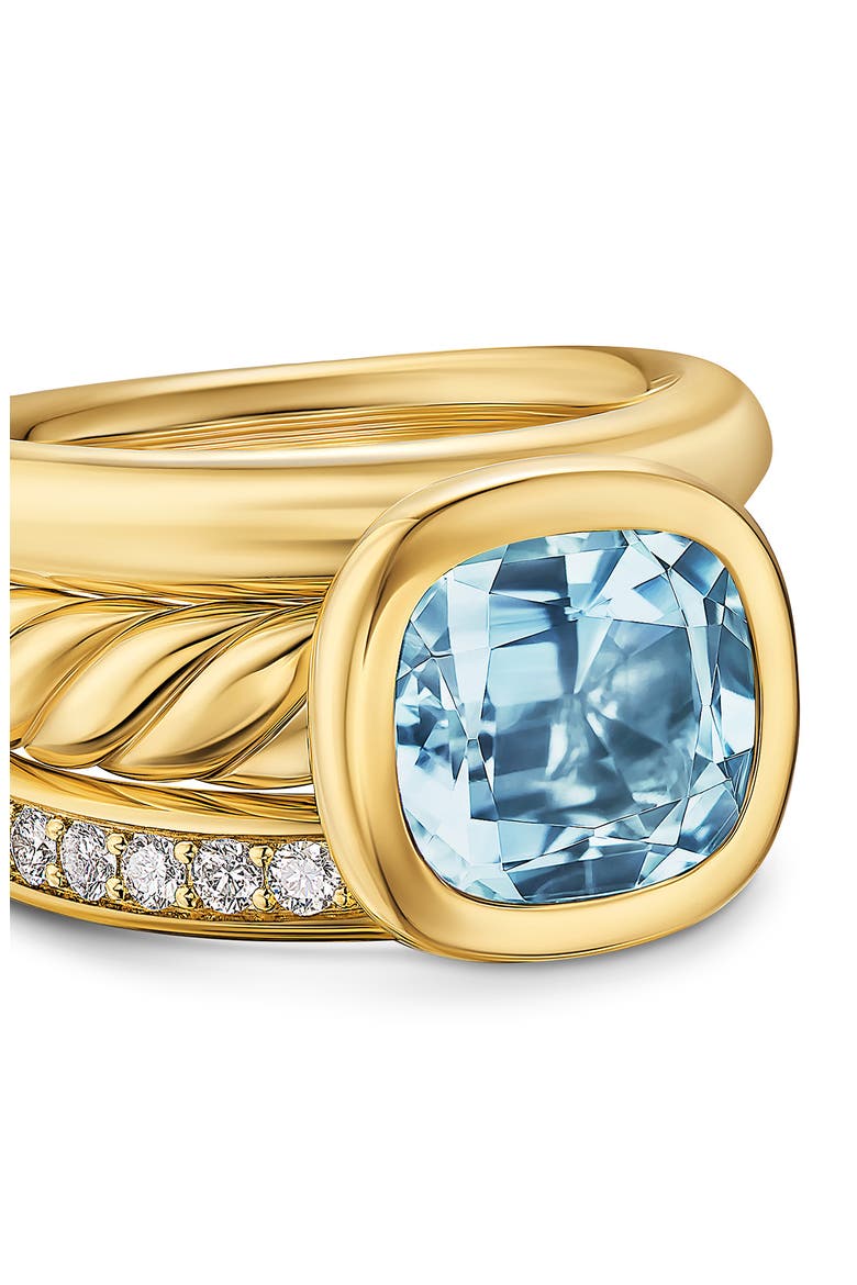 DY Mercer® Three Row Stone Ring in 18K Yellow Gold with Sky Blue Topaz & Diamonds, 12mm, Alternate, color, SKY BLUE TOPAZ