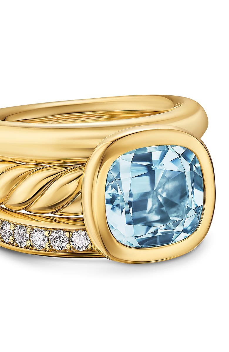 David Yurman DY Mercer<sup>®</sup> Three Row Stone Ring in 18K Yellow Gold with Sky Blue Topaz & Diamonds, 12mm, Alternate, color, Sky Blue Topaz