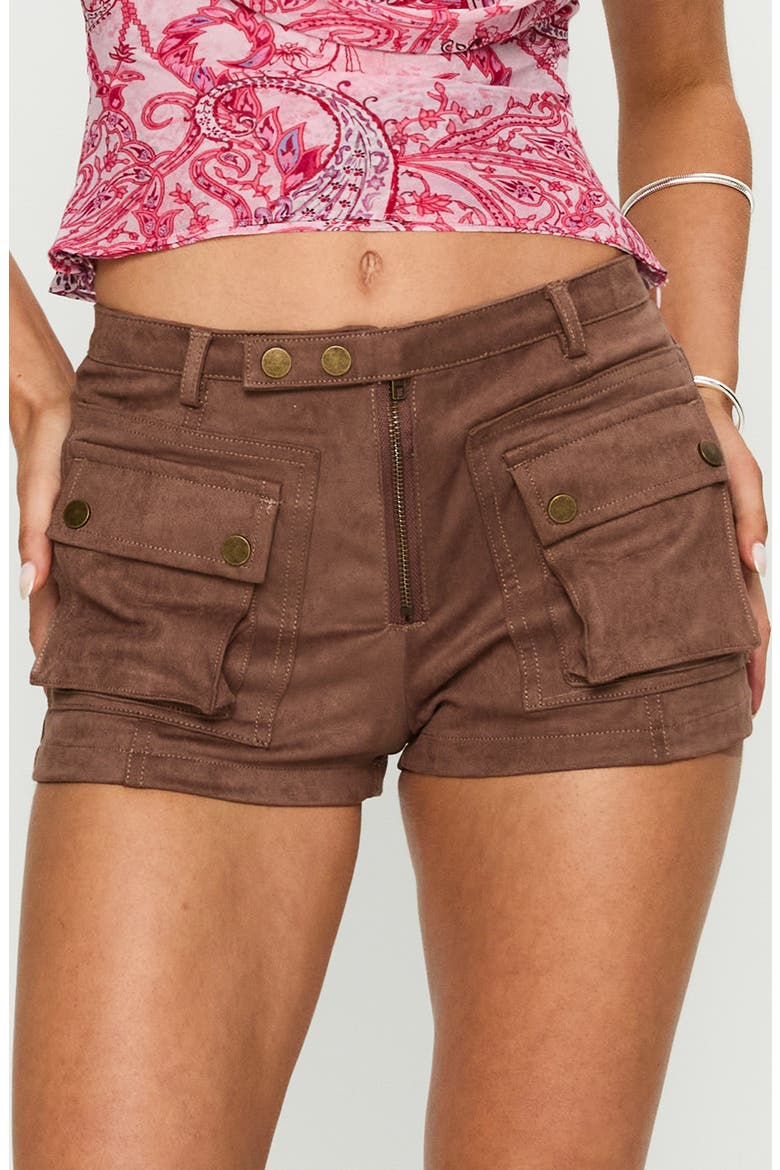 Hendrick Faux Suede Shorts, Main, color, BROWN