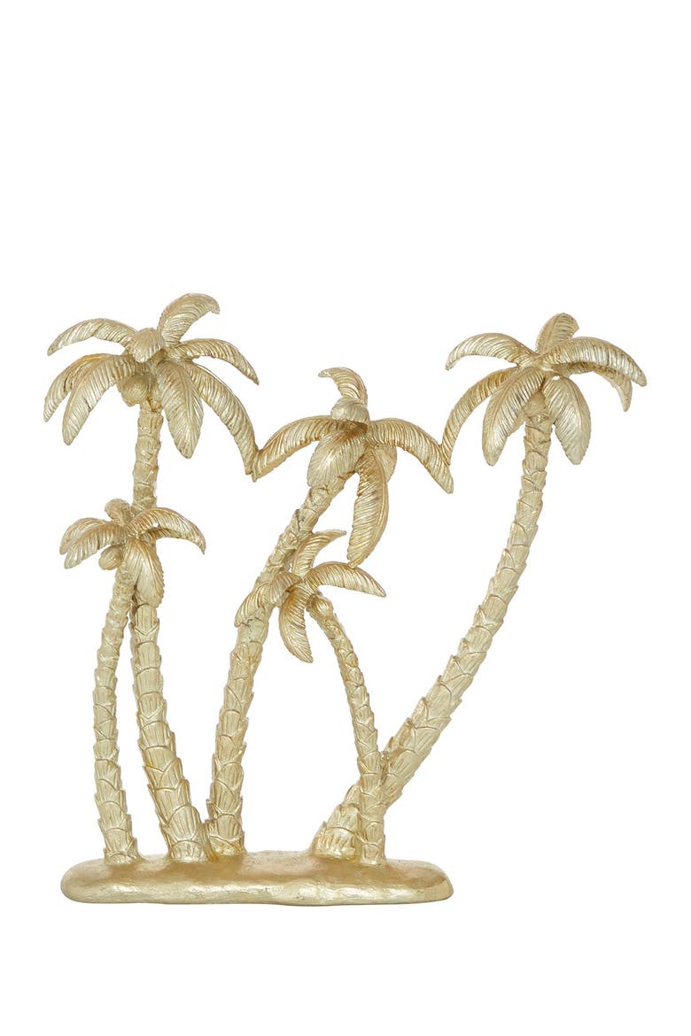 Goldtone Polyresin Palm Tree Sculpture, Alternate, color, GOLD
