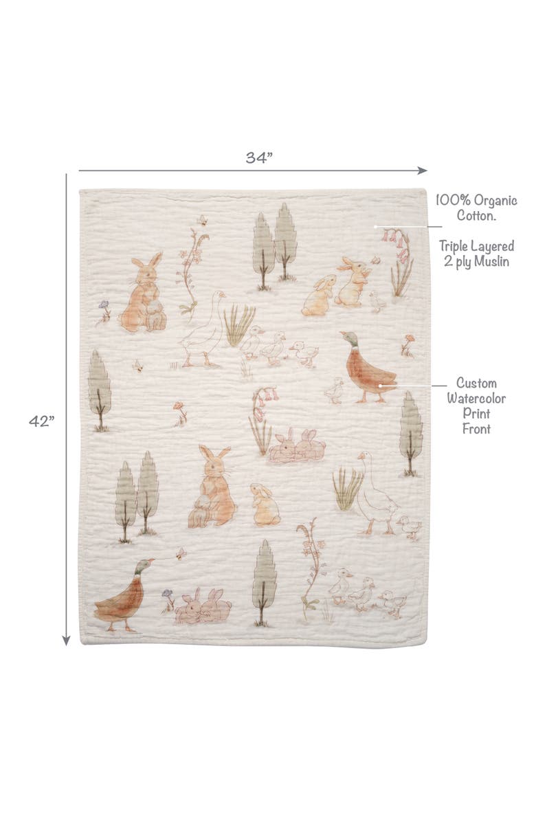 Lambs & Ivy Signature Bunny Hop Organic Cotton Muslin 3-Piece Crib Bedding Set, Alternate, color, Cream