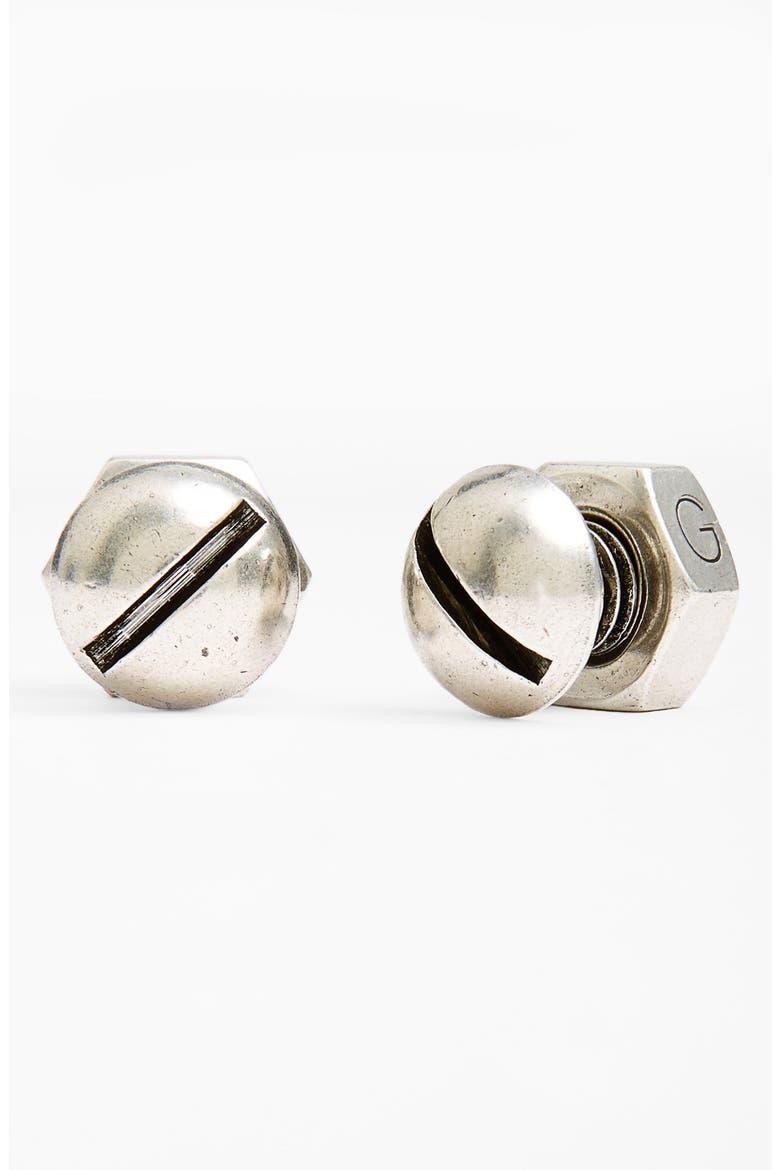 Nut & Bolt Cuff Links, Main, color, SILVER