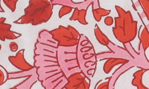Tiramisu Set Of 4 Floral Block Print Cotton Napkins In Multi