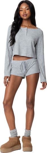 EDIKTED Teddy Waffle Knit Drawstring Shorts | Nordstrom