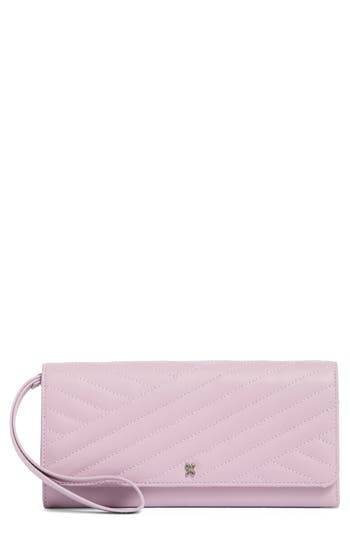 Hobo Wander Quilted Leather Wristlet In Lavender