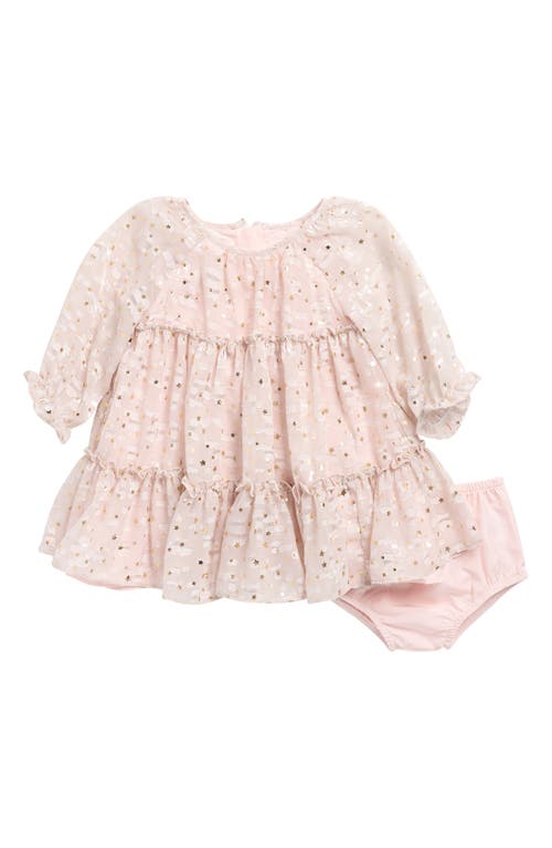 Pippa & Julie Vicky Sparkly Tiered Party Dress & Bloomers Set In Neutral