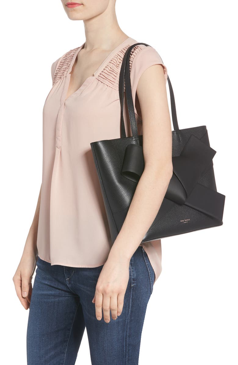 Ted Baker London Giant Knot Leather Shopper, Alternate, color,