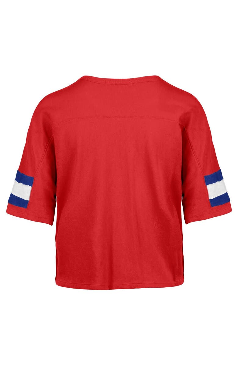 '47 Women's '47 Red New England Patriots Double Header Scout Cropped V-Neck T-Shirt, Alternate, color,