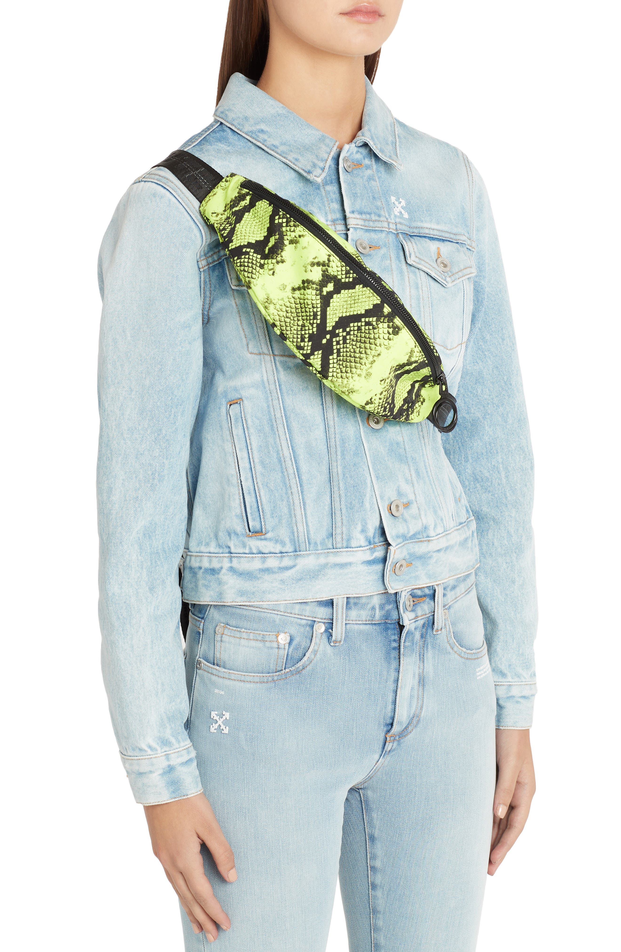 Off-White Python Print Belt Bag, Alternate, color, 