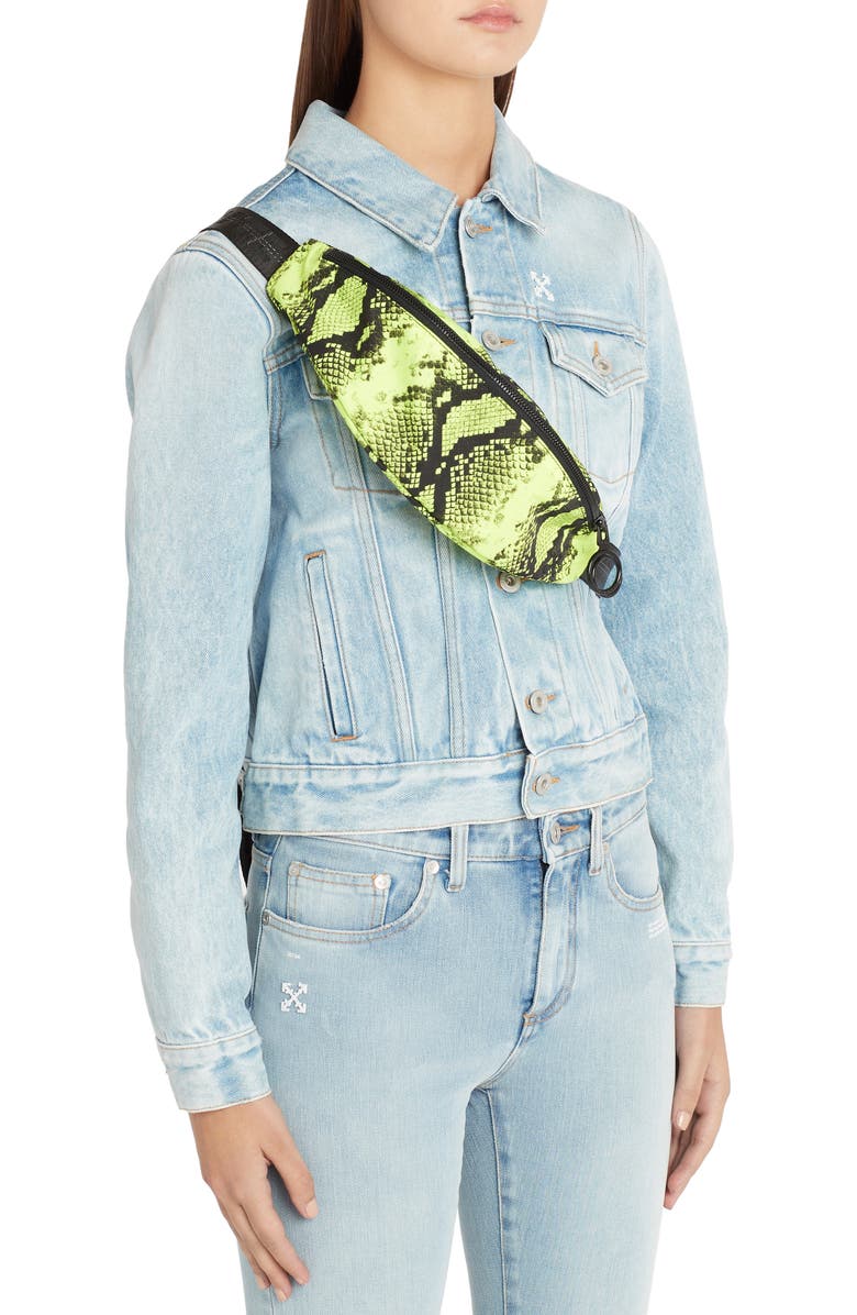 Off-White Python Print Belt Bag, Alternate, color,