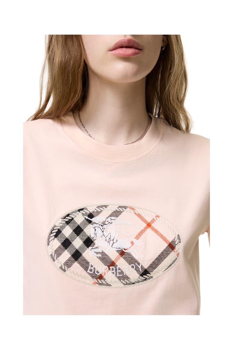Check Knight Stamp Cotton T-shirt, Alternate, color, Compact pink