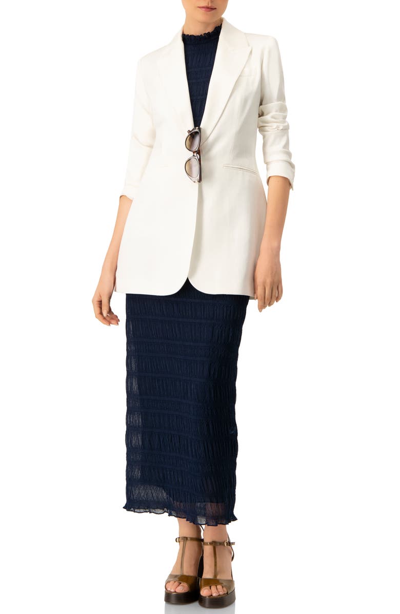 IVONNE Single Button Cotton Blazer, Alternate, color, White