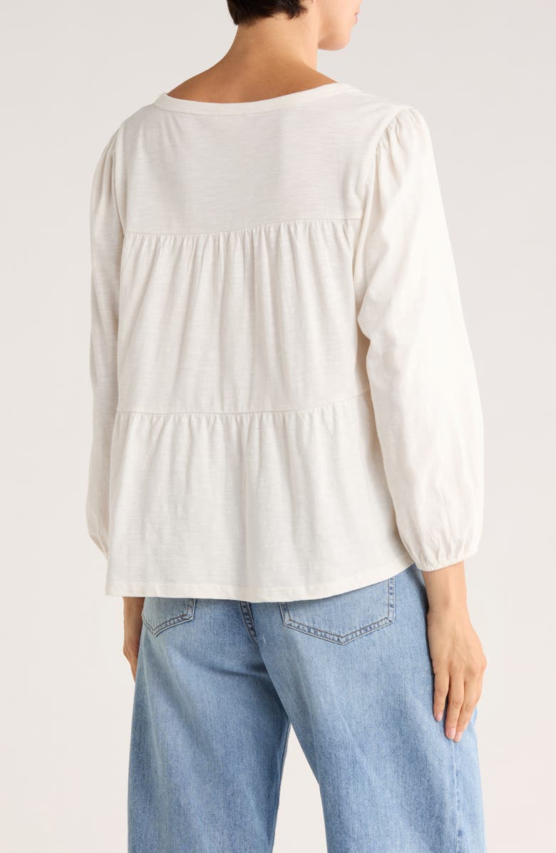Lucky Brand Long Sleeve Cotton Babydoll Top, Alternate, color, Tofu