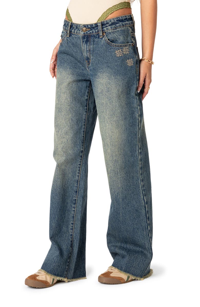 EDIKTED Dollhouse Low Rise Wide Leg Jeans, Alternate, color, Blue-Washed