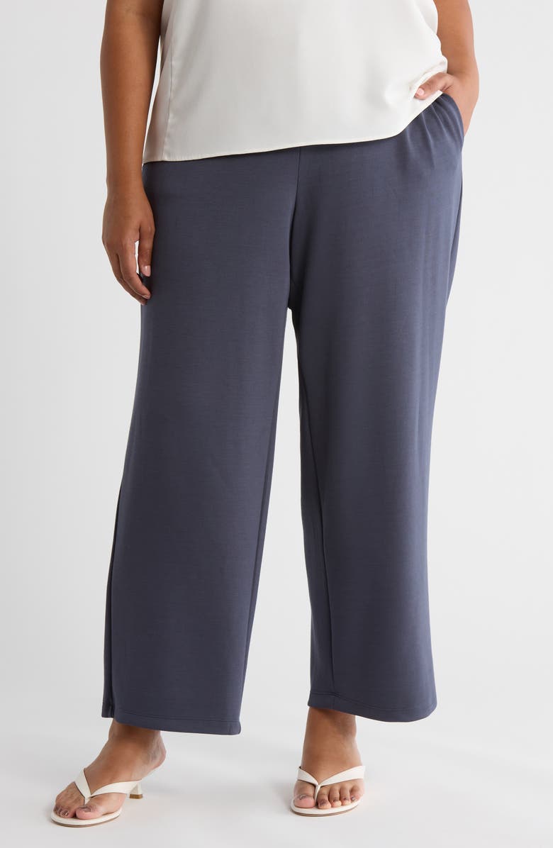 T Tahari Scuba Wide Leg Pants, Main, color, Dark Storm Grey
