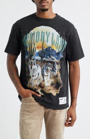 MEMORY LANE Running Wolves Crystal Embellished Graphic T-Shirt
