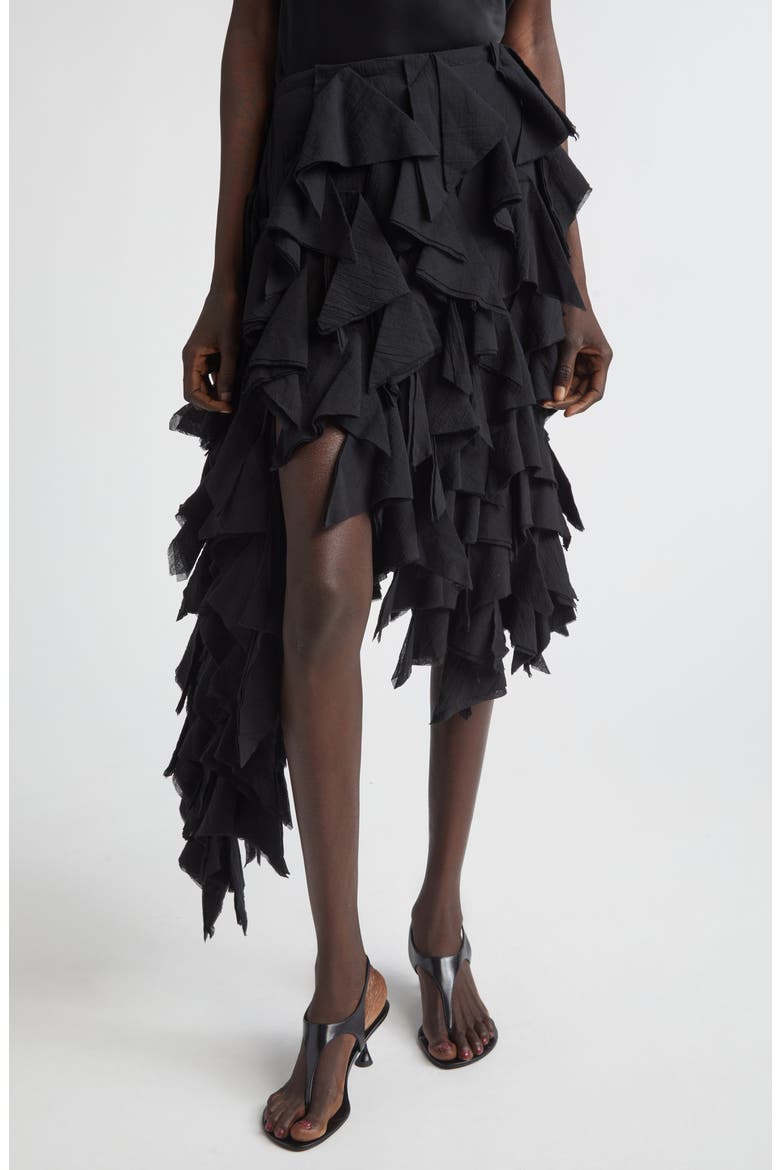 Cotton Handkerchief Skirt, Main, color, BLACK