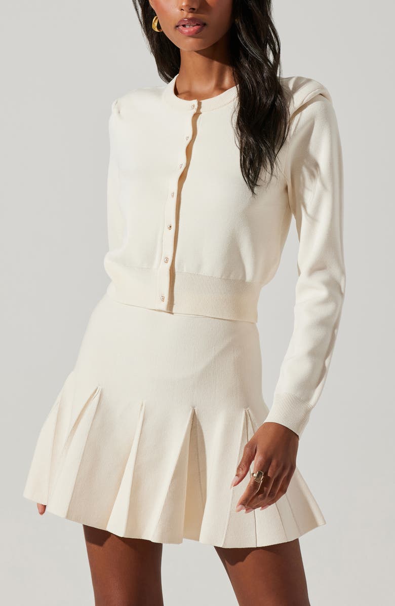 ASTR the Label Denisa Pleated Miniskirt, Alternate, color, Cream