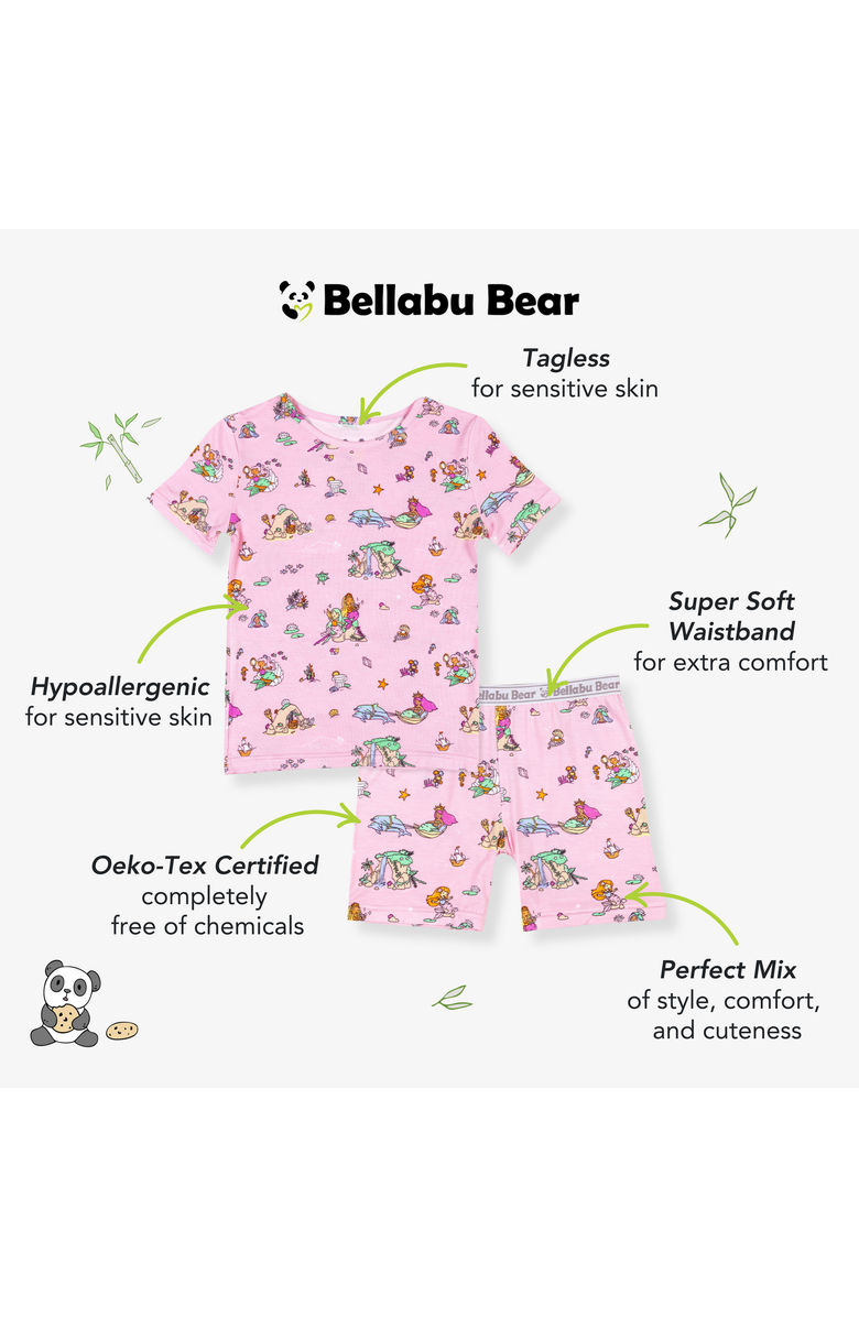 Bellabu Bear Mermaid Lagoon Kids 2-Piece Short Sleeve & Shorts Pajama Set, Alternate, color, Mermaid Lagoon