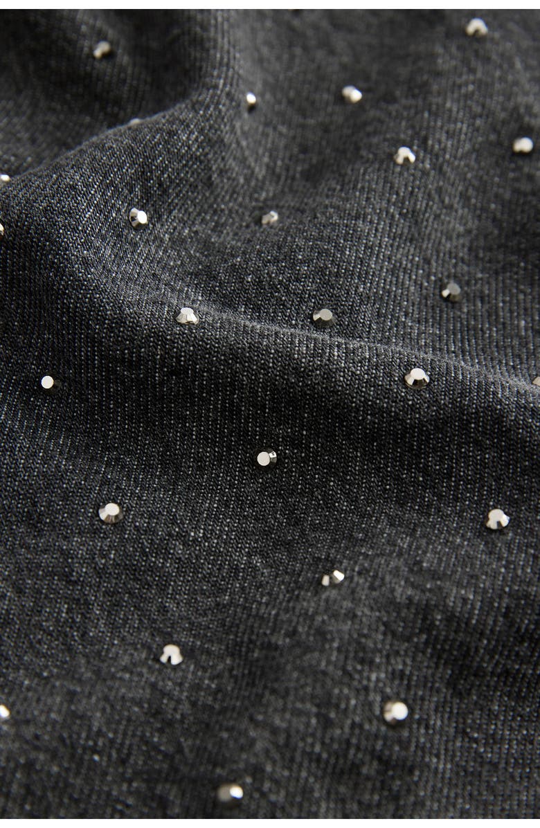 NEXT Kids' Diamante Long Sleeve Cotton Denim Shirtdress, Alternate, color, Black