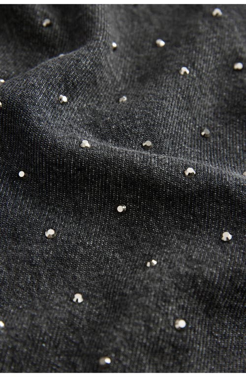 Next Kids' Diamante Long Sleeve Cotton Denim Shirtdress In Gray