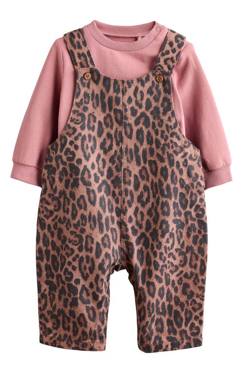 Next Babies' Long Sleeve Bodysuit & Leopard Print Overalls Set In Brown