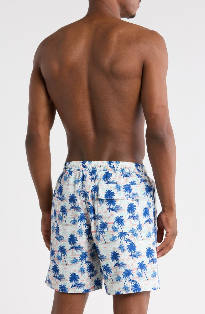 Rainforest Sea Turtle Seersucker Swim Trunks, Alternate, color, Sea Salt Combo