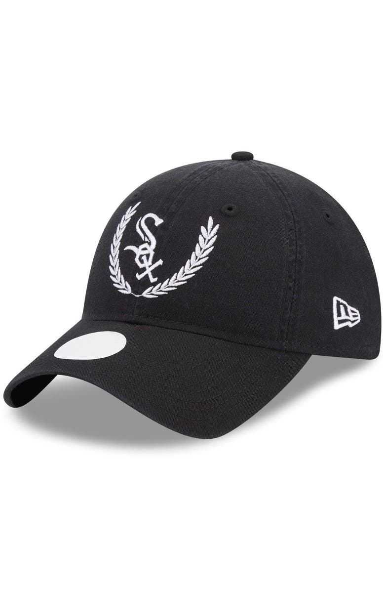 New Era Women's New Era Black Chicago White Sox Leaves 9TWENTY Adjustable Hat, Main, color, 