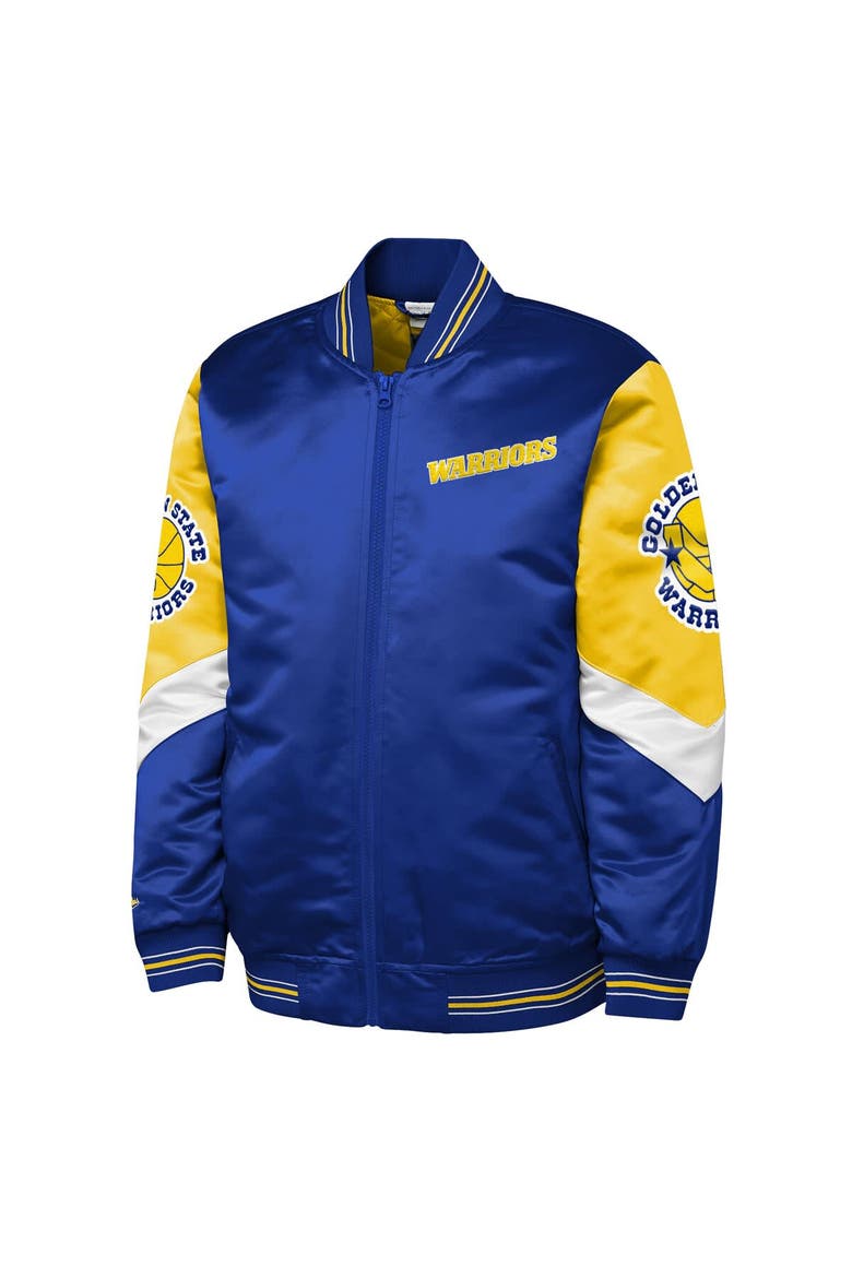 Youth Mitchell & Ness  Royal Golden State Warriors Throw It Back Heavyweight Full-Zip Satin Jacket, Alternate, color, Royal