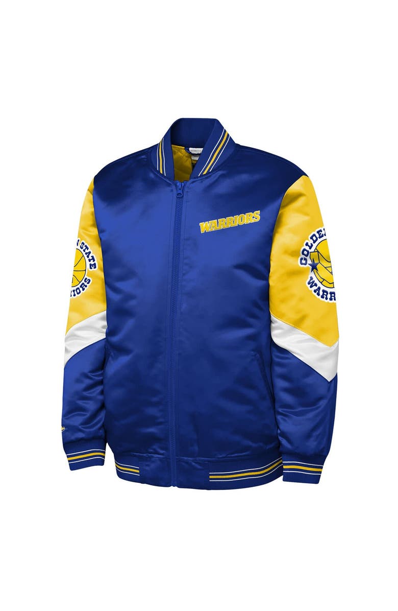 Mitchell & Ness Youth Mitchell & Ness Royal Golden State Warriors Throw It Back Heavyweight Full-Zip Satin Jacket, Alternate, color, Royal