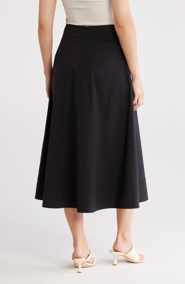 Veronica Beard Karel Stretch Cotton Midi Skirt, Alternate, color, Black