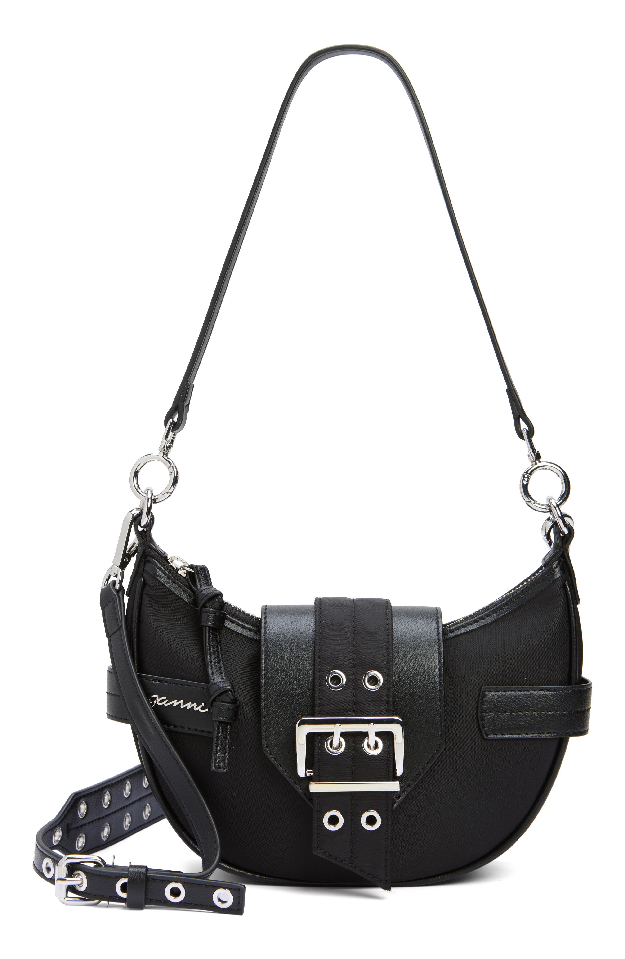 Ganni Bucky Small Nylon Crossbody Bag, Main, color, 