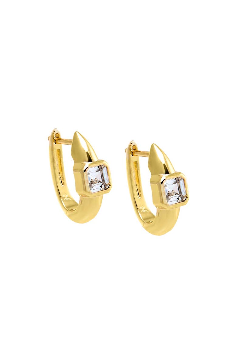 BY ADINA EDEN CZ Emerald Bezel Huggie Earring, Main, color, Gold