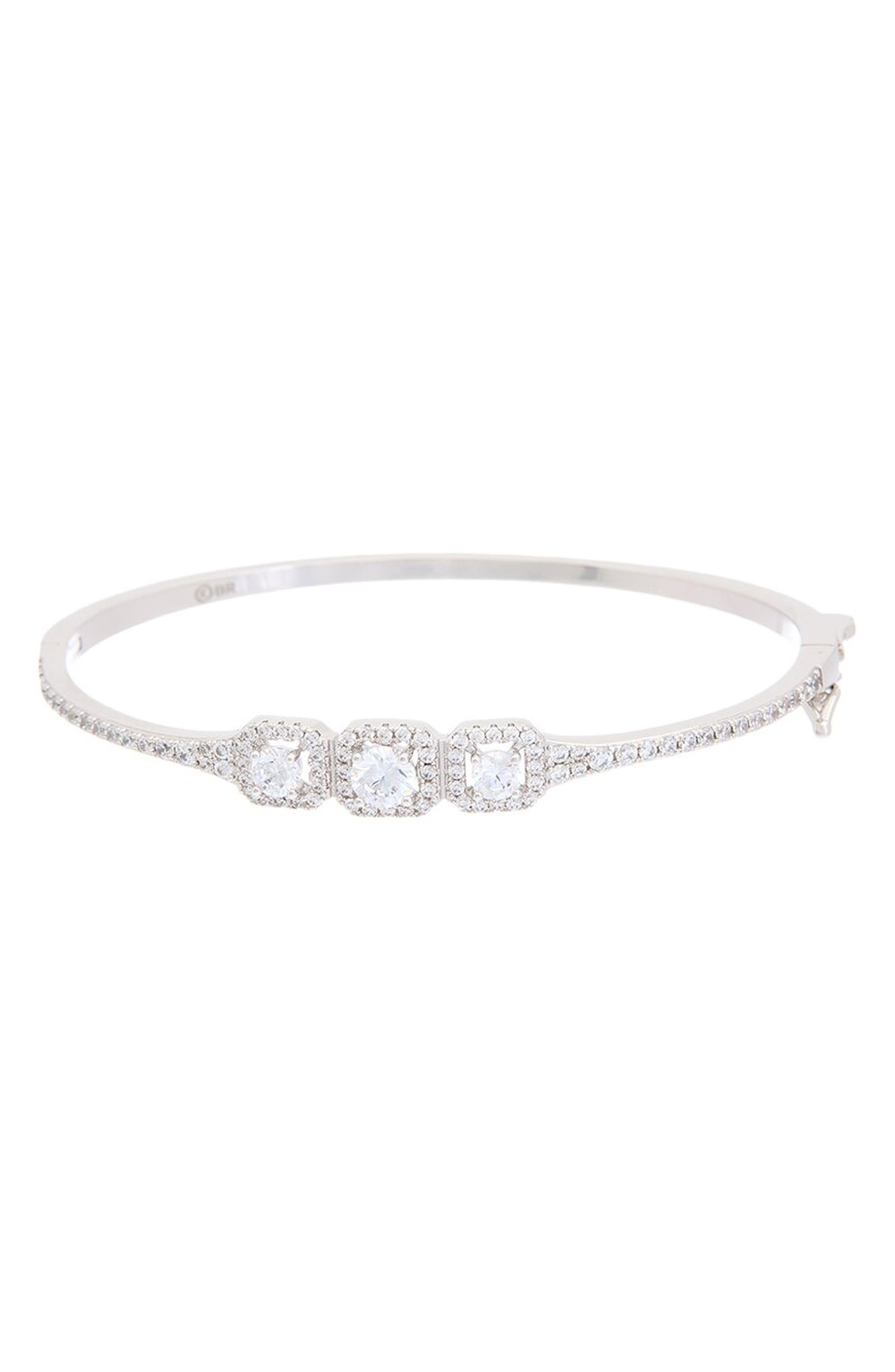 Cubic Zirconia Halo Cuff Bangle