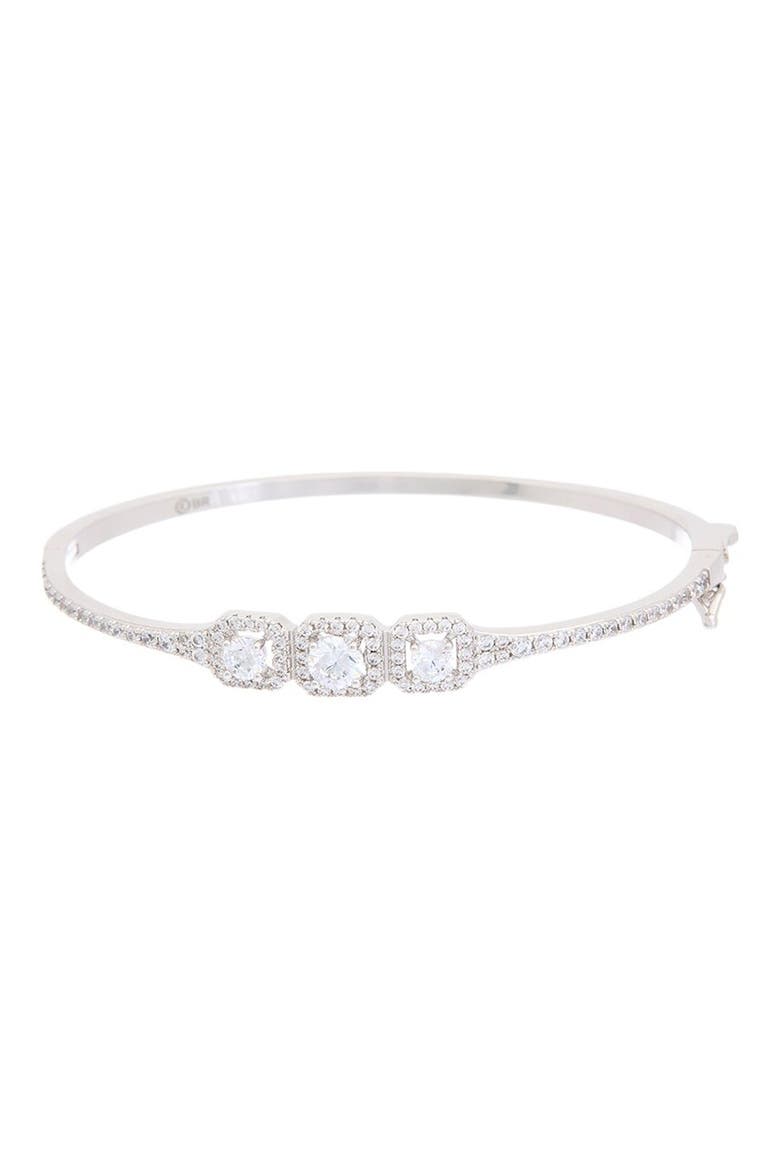 Cubic Zirconia Halo Cuff Bangle, Main, color, WHITE