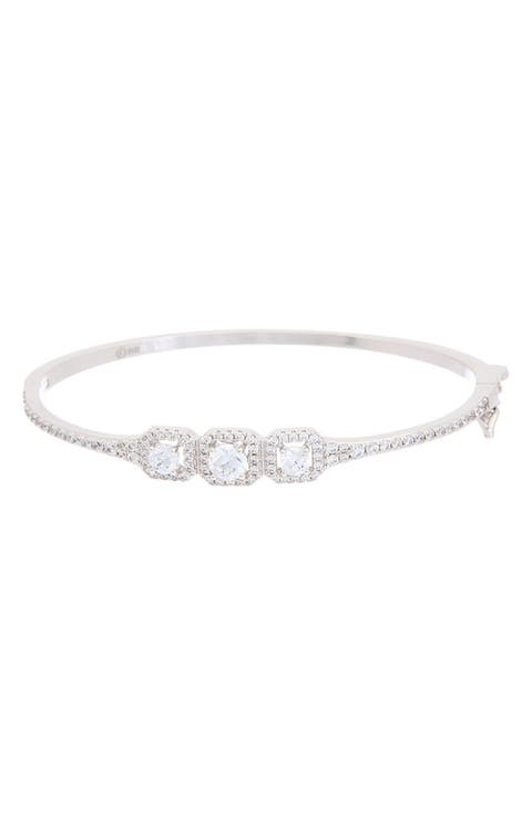 Cubic Zirconia Halo Cuff Bangle