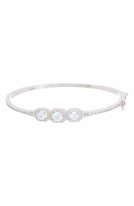 Cubic Zirconia Halo Cuff Bangle