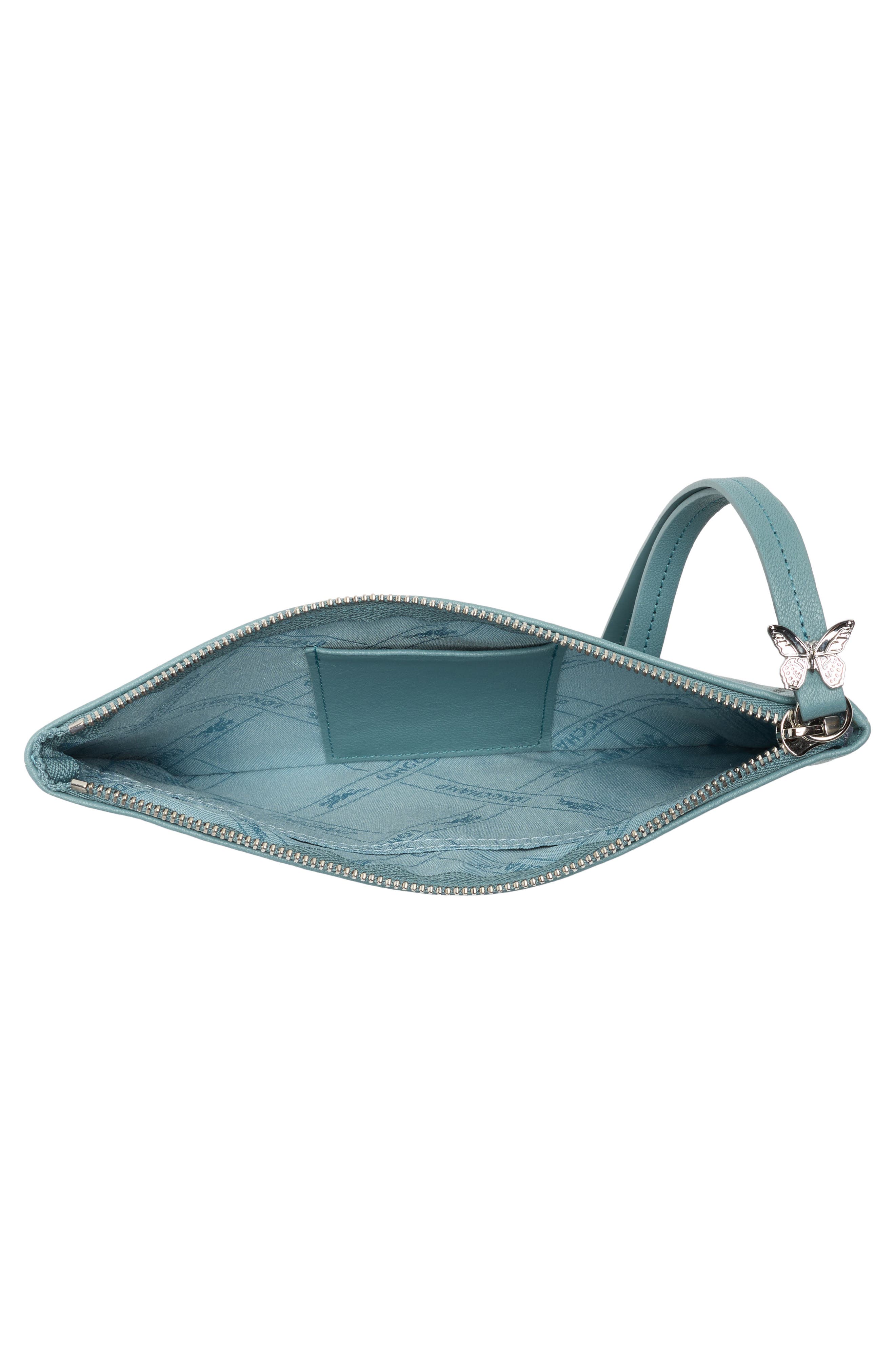 Longchamp Le Pliage Cuir Tattoo Wristlet, Alternate, color, Turquoise