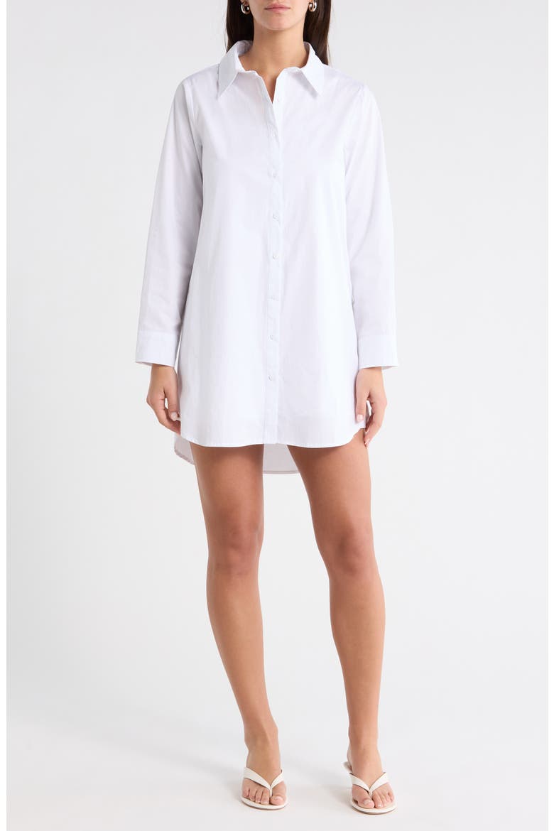Kaira Poplin Button-Up Shirt, Main, color, WHITE